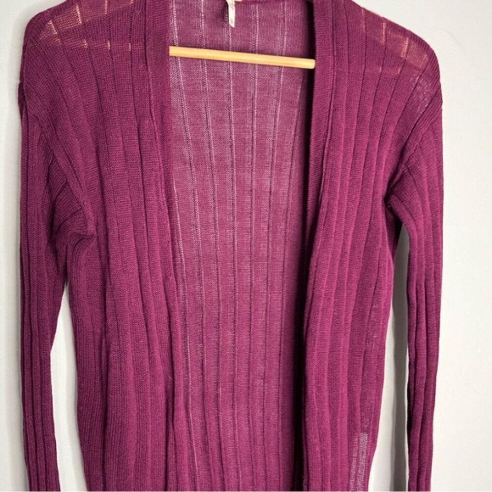 Free People Ribby Rib Open Front Cardigan Duster Linen Blend, size XS - Picture 5 of 13